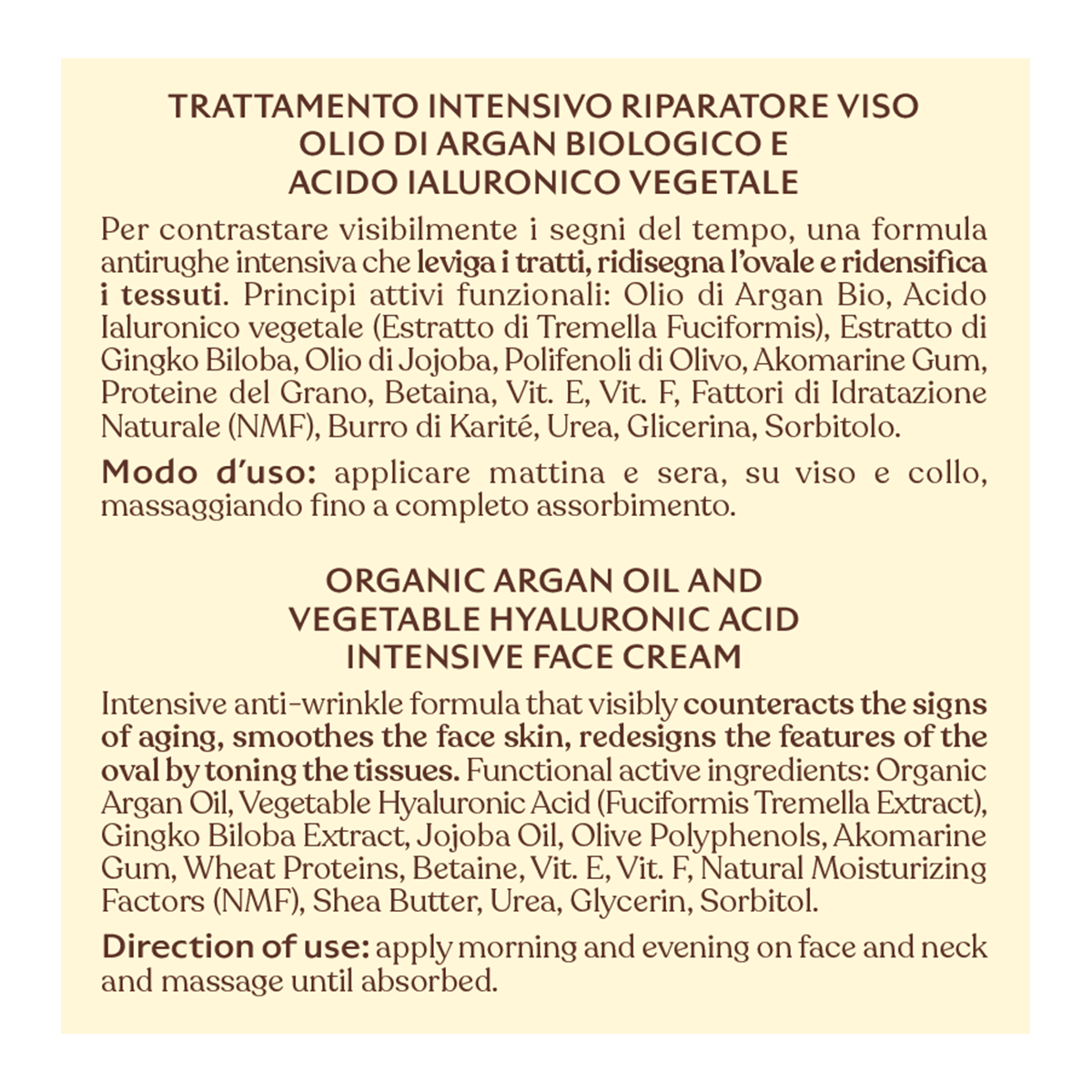 Face Cream Argan Oil & Vegetable Hyaluronic Acid