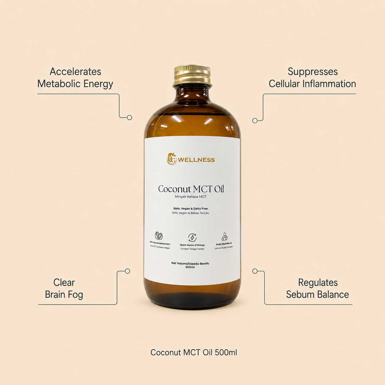 BG Wellness Coconut MCT Oil 500ML