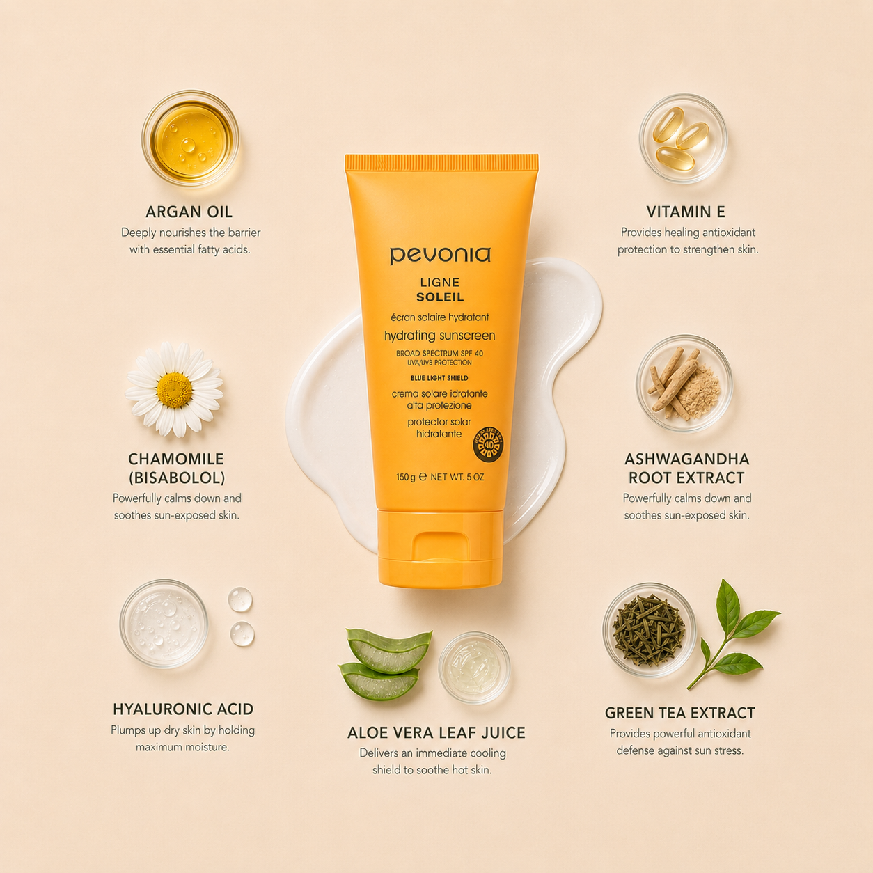 Pevonia Hydrating Sunscreen Broad Spectrum SPF 40 150ML